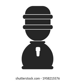 Icono negro vector del refrigerador de agua. Frasco de ilustración del vector sobre fondo blanco. Icono de ilustración negra aislada de agua fría.
