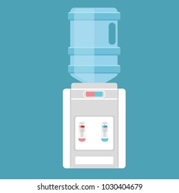 Water cooler vector illustration in flat style. Icon office water machine bottle isolated on background.