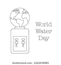 A water cooler in which water comes from the resources of our planet. Planet Earth as a source of clean water. Creative illustration to use anywhere. Vector illustration