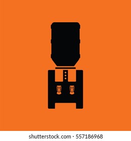 Water cooling machine. Orange background with black. Vector illustration.