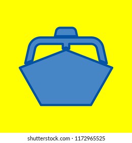 Water Craft Boat, Launch, Cutter, Launch Icon. Vector. Office Style Blue Icon At Yellow Background.