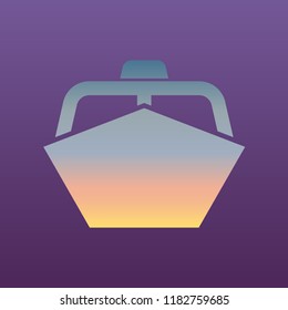 Water Craft Boat, Launch, Cutter, Launch Icon. Vector. Evening Gradient Icon At Violet Background.