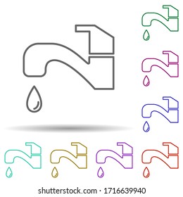 Water crane multi color icon. Simple thin line, outline vector of cleaning icons for ui and ux, website or mobile application