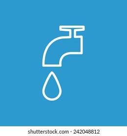 water crane outline icon, isolated, white on the blue background. Exclusive Symbols 