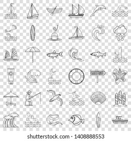 Water creation icons set. Outline style of 36 water creation vector icons for web for any design