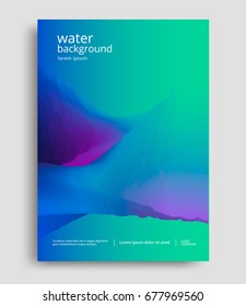 Water creative poster with vibrant gradients. Dynamic wave background for banners, flyers design. Vector template.