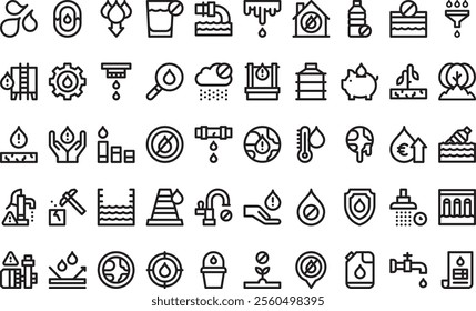 Water crisis icons High-Quality Vector Icons Collection with Editable Stroke. Ideal for Professional and Creative Projects.