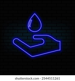Water crisis, shortage neon line icon. Save water concept. Vector illustration..
