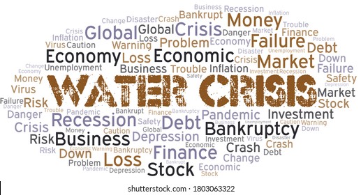 Water Crisis word cloud create with text only.