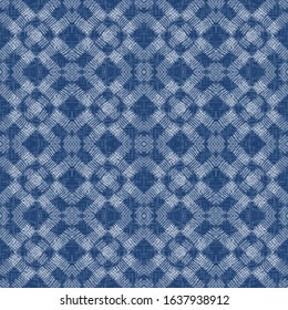 Water Cross Hand Vector Seamless Pattern. Indigo Decoration Linear Backdrop. Simple Square Wallpaper. Cobalt Plaid Vintage Background.