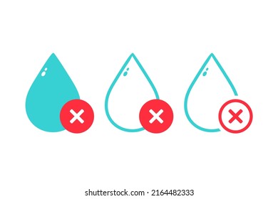 Water With Cross Mark. Poor Water Quality. Vector Illustration