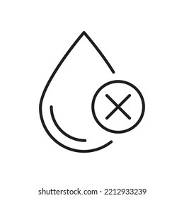 Water with cross mark. Poor water quality. Droplet with cancel, Vector illustration