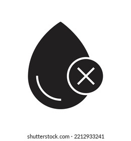 Water with cross mark. Poor water quality. Droplet with cancel, Vector illustration