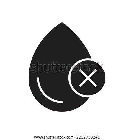 Water with cross mark. Poor water quality. Droplet with cancel, Vector illustration