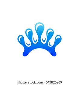 Water Crown Logo Template. Crown Logo with the Form of Splashing Water