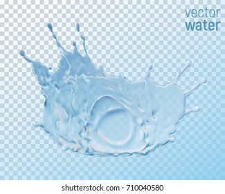 Water crown splash, isolated on transparent background. Realistic 3d vector illustration. Top view