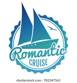 Water cruise logo design - yacht travel banner on white background. Vector illustration
