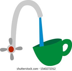 Water in cup, illustration, vector on white background.