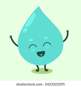 Water cute aqua drop character mascot. Cute smiling happy aqua water drop.Vector flat cartoon face character mascot illustration.