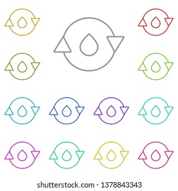 water cycle, a drop in a circle multi color icon. Simple thin line, outline vector of Sustainable Energy icons for UI and UX, website or mobile application