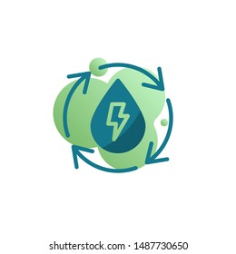 Water cycle energy icon vector, Ecology water cycle filled flat sign, bicolor pictogram, green colors. Symbol, logo illustration