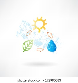 Water cycle grunge icon