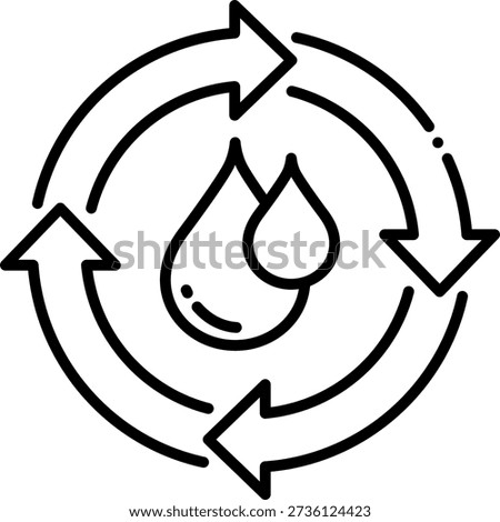 Water Cycle Icon with Arrows and Drops