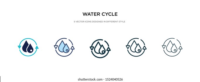 water cycle icon in different style vector illustration. two colored and black water cycle vector icons designed in filled, outline, line and stroke style can be used for web, mobile, ui