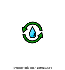 Water cycle icon. Ecology icon. Simple, flat, outline, black, color.