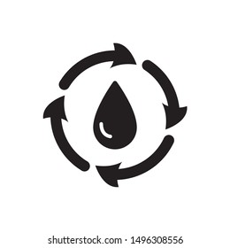 Water cycle icon. flat simple pictogram. Ecology Recycle With Water Drop vector illustration