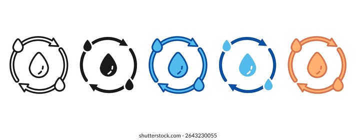 Water Cycle Icon Set Multiple Style Collection