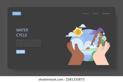 Water Cycle illustration. This concept represents the continuous movement of water within the Earth and atmosphere, emphasizing the importance of water conservation and renewal. Nature's