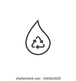 Water cycle line icon. linear style sign for mobile concept and web design. Water drop recycle arrows outline vector icon. Symbol, logo illustration. Vector graphics