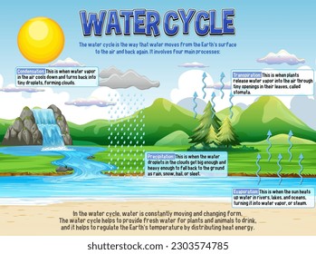 Wasserkreislauf für naturwissenschaftliche Unterrichtsillustration