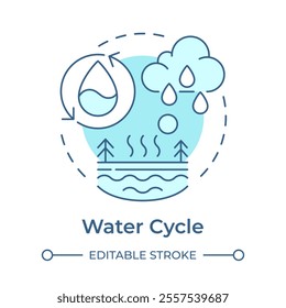 Water cycle soft blue concept icon. Earth surface liquid movement research. Atmospheric phenomena. Round shape line illustration. Abstract idea. Graphic design. Easy to use in presentation