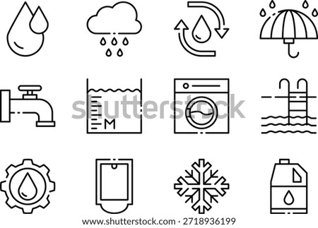Water Cycle and Water Usage Icons