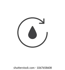 Water cycle vector icon. filled flat sign for mobile concept and web design. Water drop and cycling arrow simple solid icon. Symbol, logo illustration. Pixel perfect vector graphics