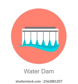Water dam and energy icon concept