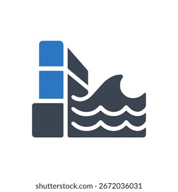 Icono De Flujo De La Presa De Agua Aislado Sobre Fondo Blanco 

