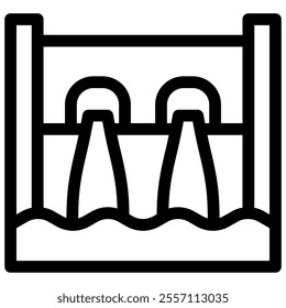 water dam icon with black outline style