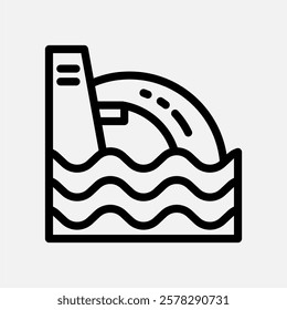 Water dam icon line, free energy, ecology, renewable and green energy concept. Linear and lineart icon.
