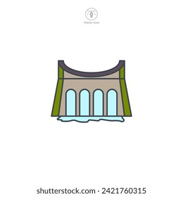 Water Dam Icon symbol vector illustration isolated on white background