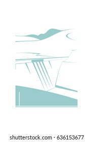 Water dam isolated on background. Vector illustration.