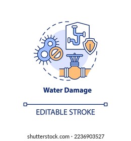 Water damage concept icon. Prevent flooding. Way to minimize common accidents abstract idea thin line illustration. Isolated outline drawing. Editable stroke. Arial, Myriad Pro-Bold fonts used
