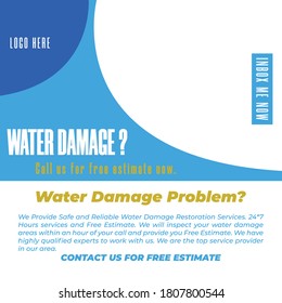 Water damage restoration company instagram story design or facebook post or flyer or vector design or ad design for marketing purpose. 