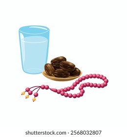 water dates and tasbih rosary illustration