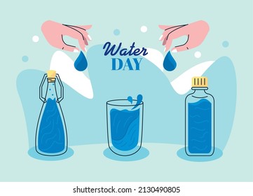 Water Day Campaign Poster With Glasses
