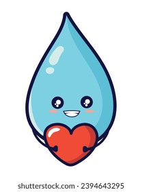 water day character with heart vector isolated