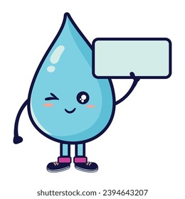water day character with sign vector isolated