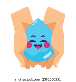 water day drop cartoon in hands illustration